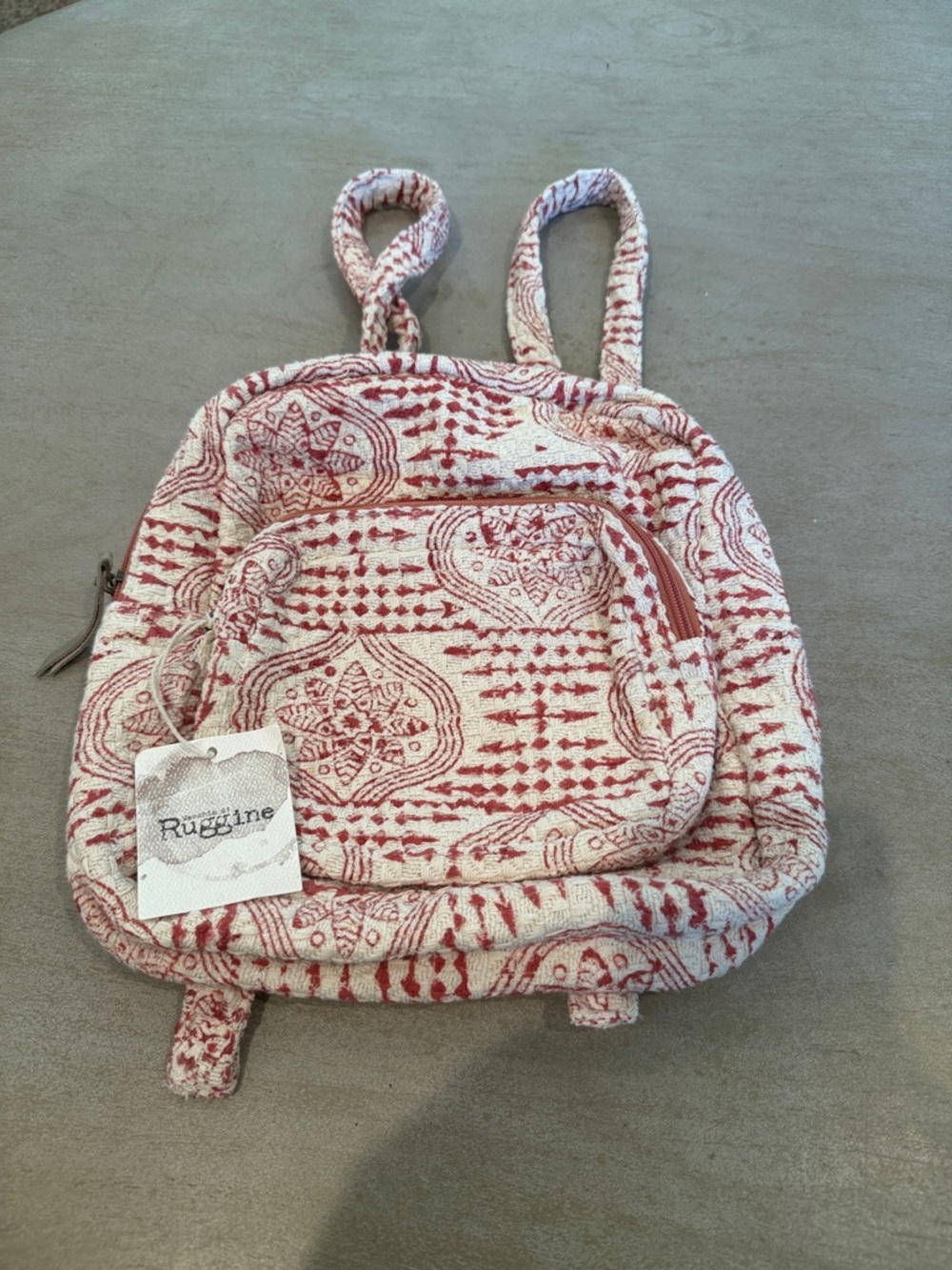 Rugzine Women's Red & White Patterned Canvas Backpack